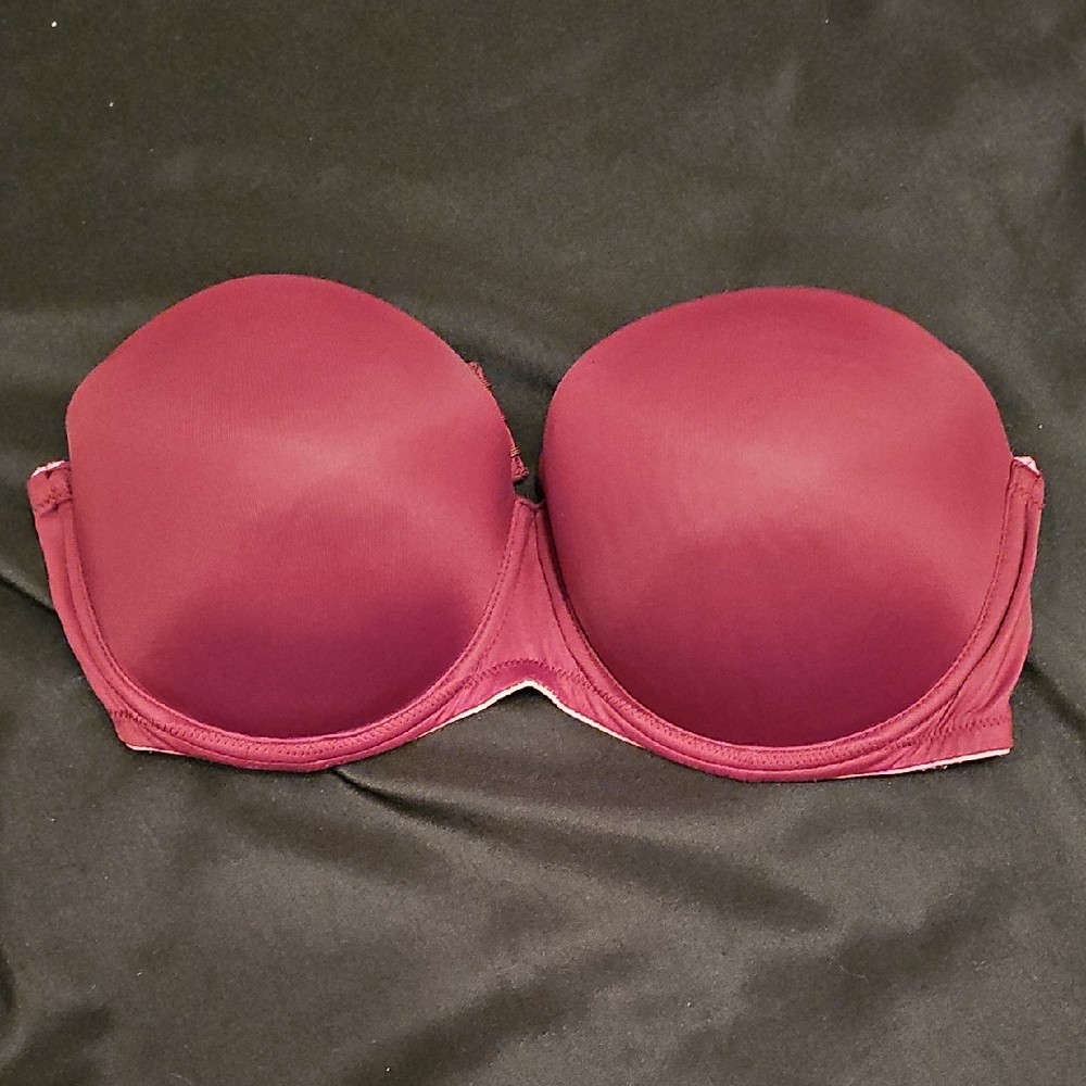 PINK Victoria's Secret Strapless Burgundy Bra